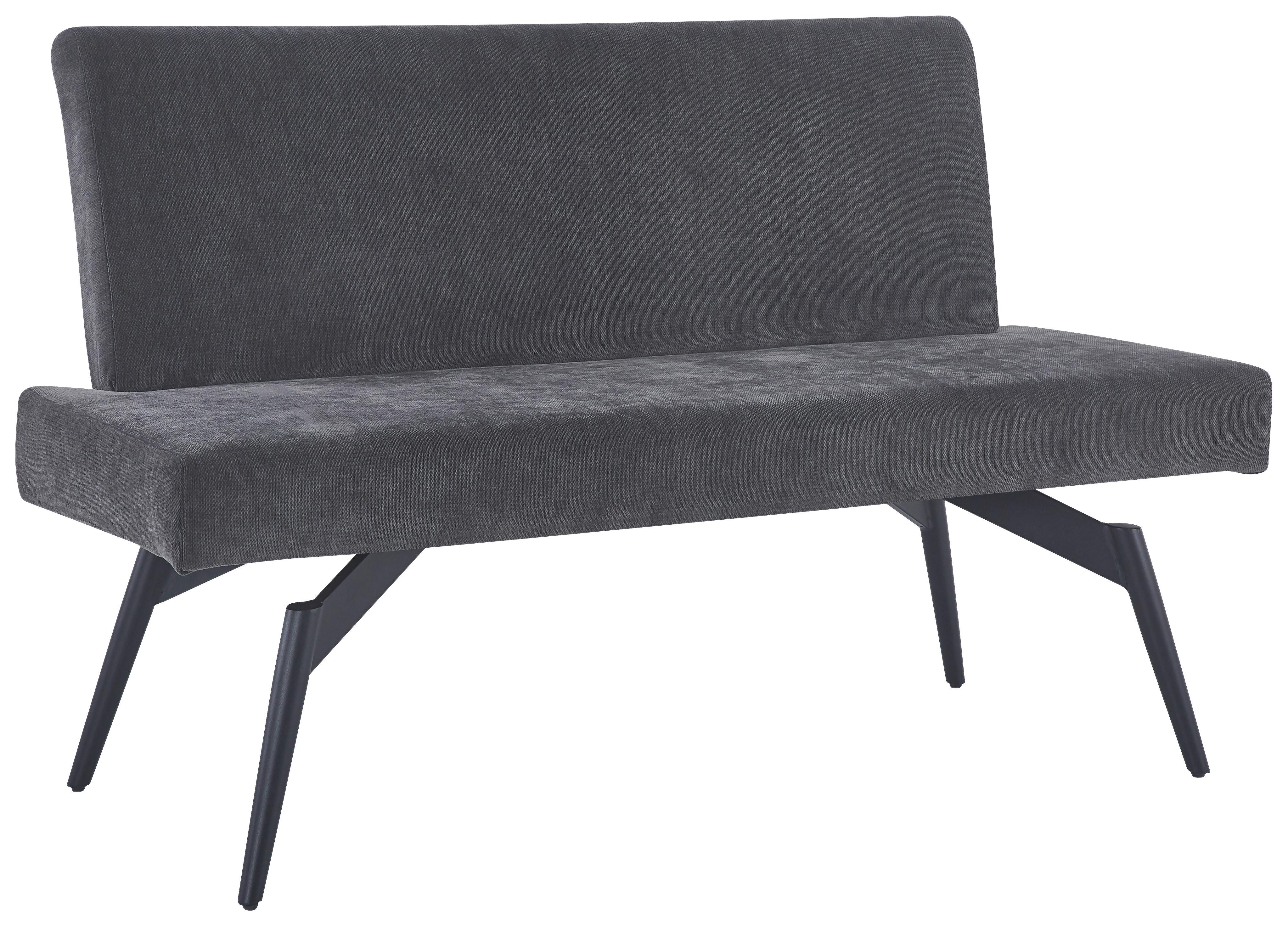 Sitzbank Tinos mit Lehne Dunkelgrau, B: 140 cm - Dunkelgrau/Schwarz, KONVENTIONELL, Textil/Metall (140/88/62cm) - MID.YOU