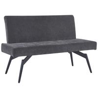 Sitzbank Tinos mit Lehne Dunkelgrau, B: 140 cm - Dunkelgrau/Schwarz, KONVENTIONELL, Textil/Metall (140/88/62cm) - MID.YOU