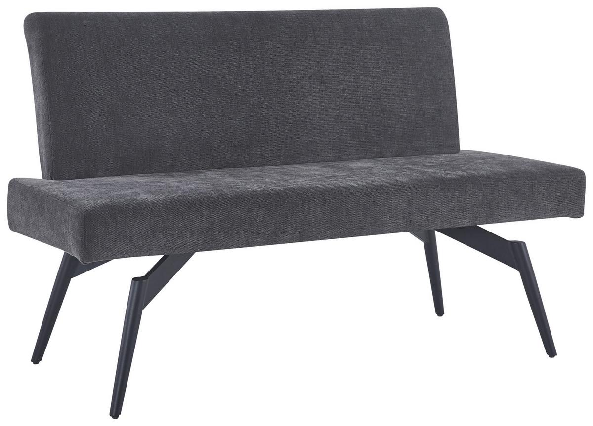 Sitzbank Tinos mit Lehne Dunkelgrau, B: 140 cm - Dunkelgrau/Schwarz, KONVENTIONELL, Textil/Metall (140/88/62cm) - MID.YOU