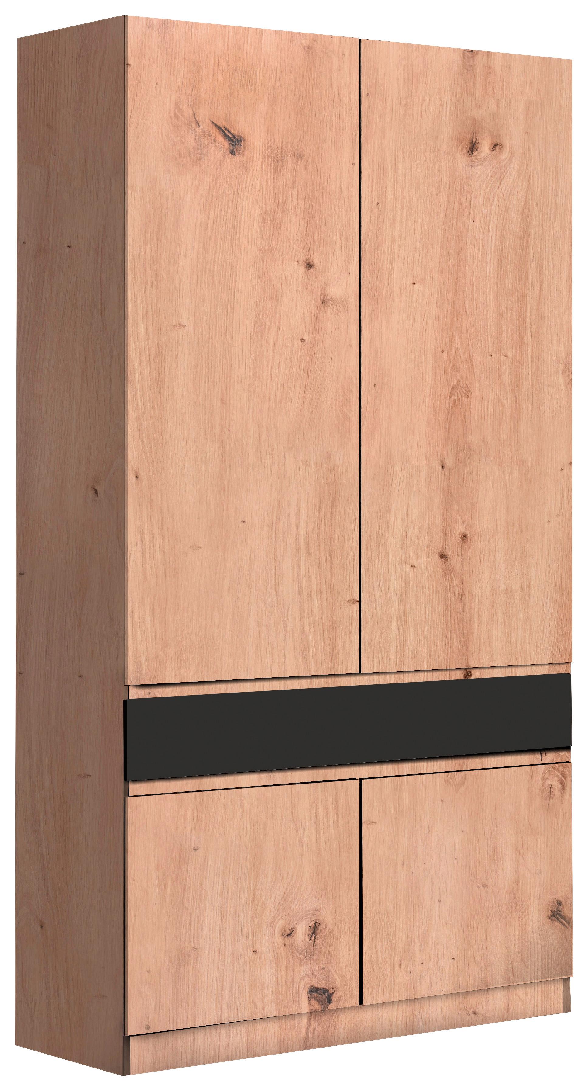 Nyílóajtós Szekrény Gen I 100/200 Cm - Sonoma tölgy/fekete, Basics, faalapú anyag (100/200/52cm)