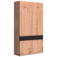 Nyílóajtós Szekrény Gen I 100/200 Cm - Sonoma tölgy/fekete, Basics, faalapú anyag (100/200/52cm)