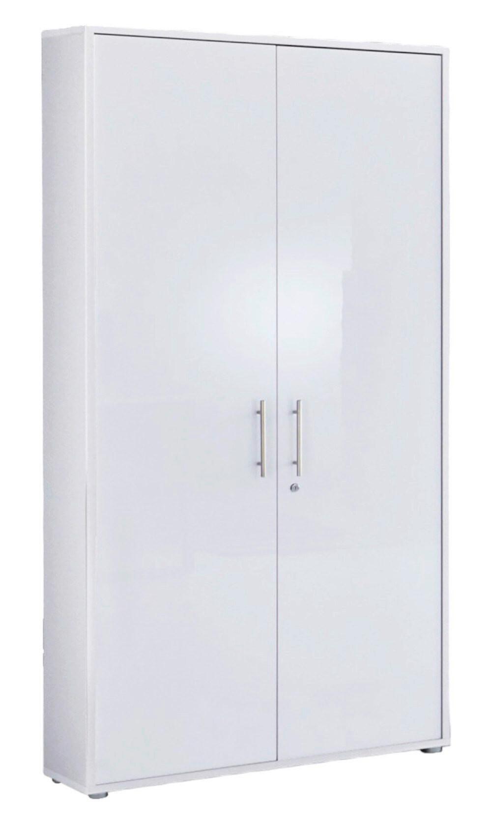 Aktenschrank Office Edition Weiß, Weiß Hochglanz B: 84,4cm - Weiß Hochglanz/Weiß, MODERN, Holzwerkstoff (84,4/185,6/33cm) - MID.YOU