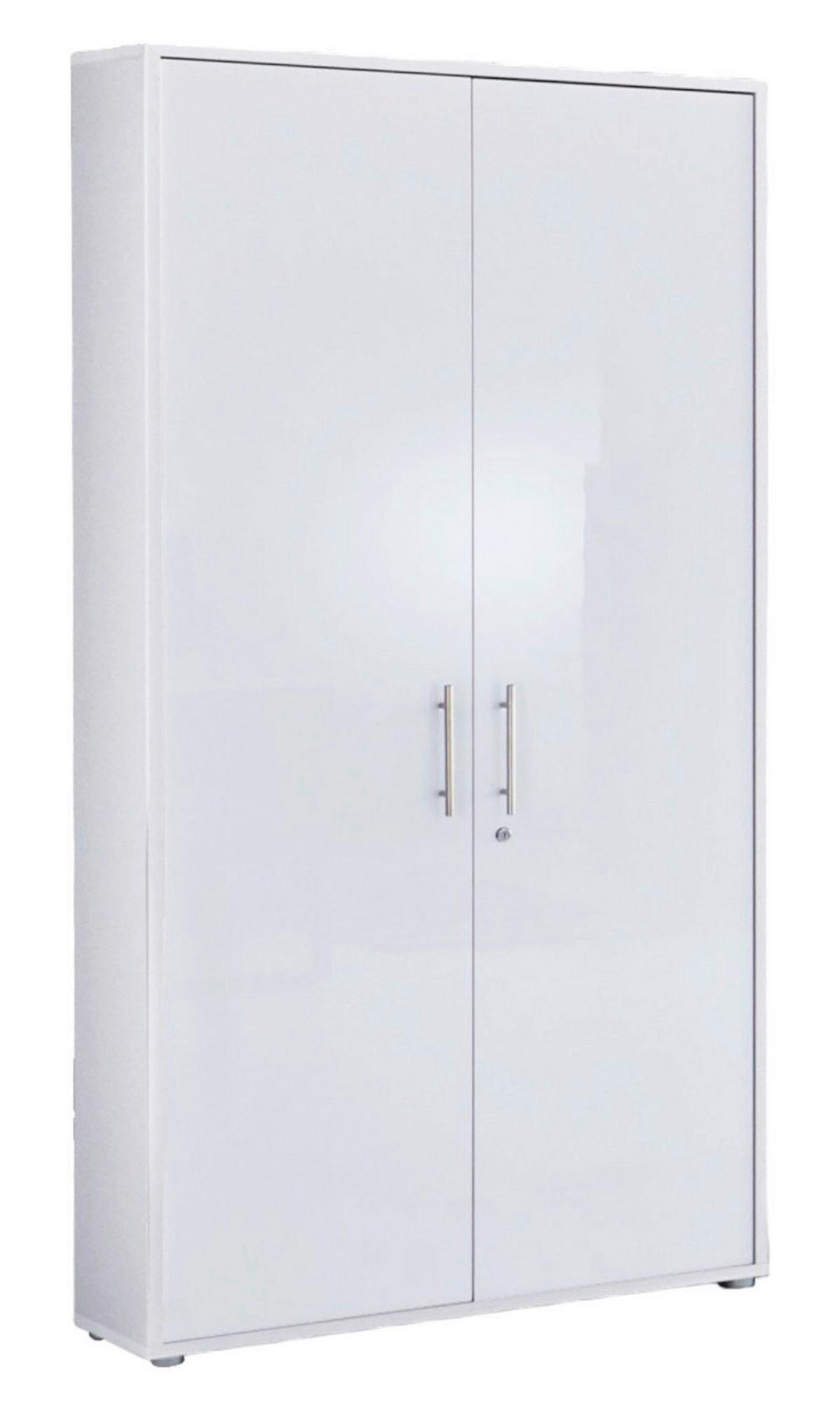 Aktenschrank Office Edition Weiß, Weiß Hochglanz B: 84,4cm - Weiß Hochglanz/Weiß, MODERN, Holzwerkstoff (84,4/185,6/33cm) - MID.YOU