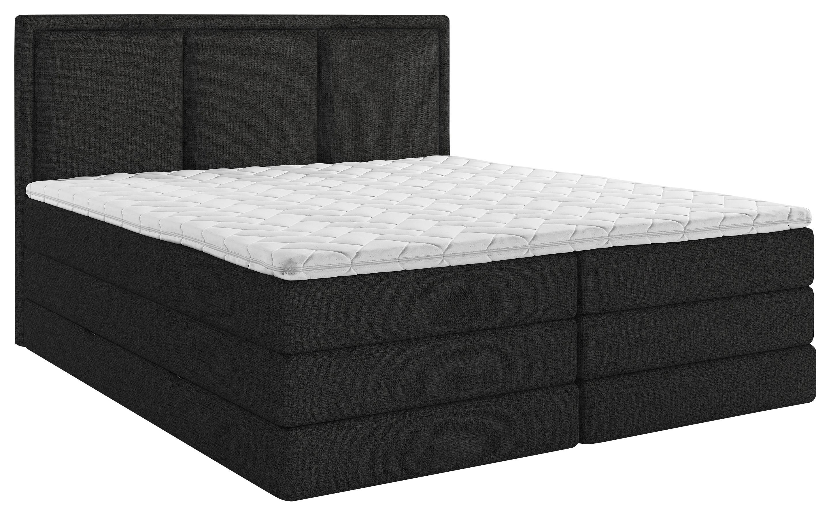Boxspringbett mit Topper 200x200 cm Swing II K - Schwarz, Design, Holzwerkstoff/Textil (200/200cm) - MID.YOU