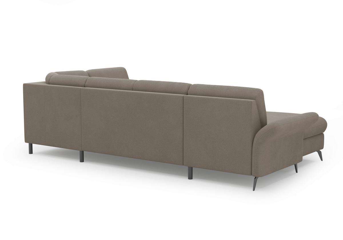 Wohnlandschaft Rochelle Schlammfarben U: 164x314x195cm - Schlammfarben/Schwarz, KONVENTIONELL, Textil (164/314/195cm) - Sit & More