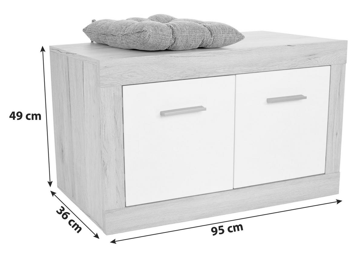 Lavica do predsiene MALTA - čierna/biela, Modern, kompozitné drevo/plast (94,9/49,2/36cm)