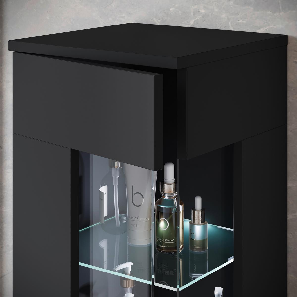 Badezimmer Narobi Schwarz B: 120,4 cm - Schwarz/Weiß, Trend, Glas/Keramik (120,4cm) - P & B