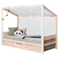 Výsuvná postel,2x rošt+matrace 90x200, přírodní/bílá - bílá/přírodní barvy, Moderní, dřevo/textil (90/200cm) - Livetastic