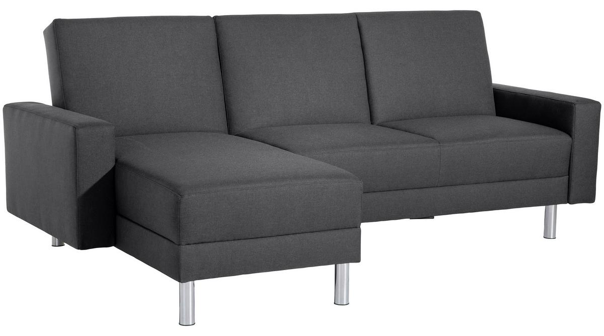 Ecksofa mit Schlaffunktion Just Fashion Graphitfarben - Chromfarben/Graphitfarben, KONVENTIONELL, Textil (152/230cm) - Max Winzer