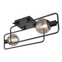 Deckenleuchte L: 61 cm 2-Flammig mit Rauchglas - Schwarz, Design, Glas/Metall (61/23/19cm) - Globo