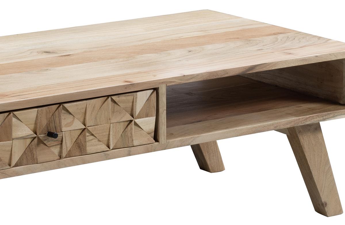 Konferenční stolek REWA masív - černá/barvy akácie, Design, dřevo (95/50/35cm) - MID.YOU