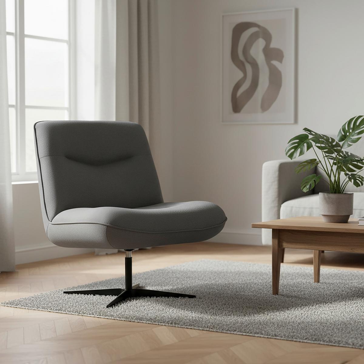 Křeslo SELENA - šedá/černá, Moderní, kov/dřevo (73/87/79cm) - Bessagi Home