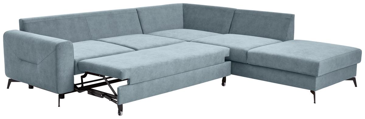 Sedací souprava ADESSO, pravá, světle modrá barva - černá/světle modrá, Konvenční, kov/textil (275/257cm) - MID.YOU