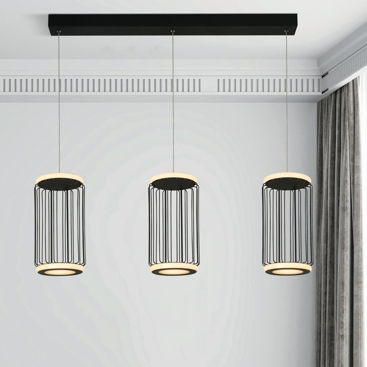 Led Függőlámpa 54212-3bk Circolo - fekete/fehér, Design, műanyag/fém (90/16/150cm) - Searchlight