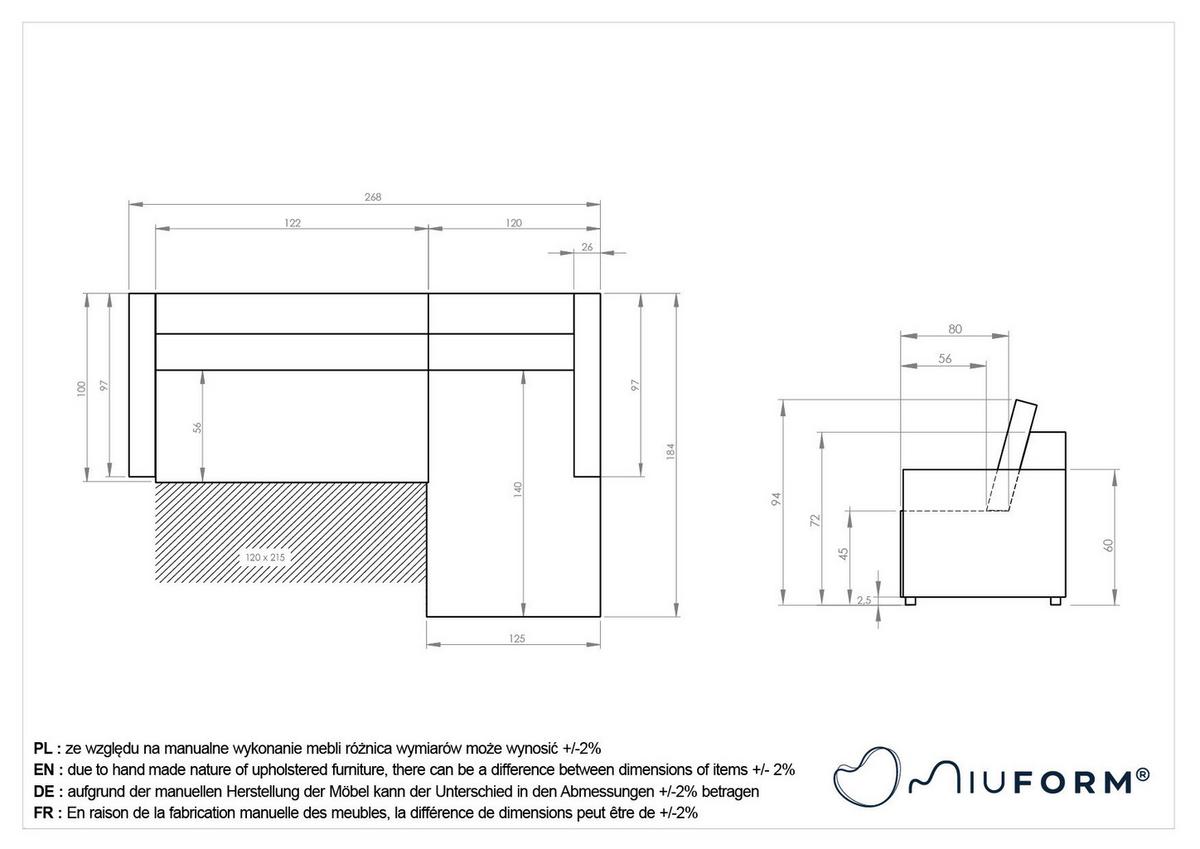 Ecksofa Lulu Gelb S: 268x184cm - Gelb/Schwarz, Design, Textil (268/184cm) - MID.YOU