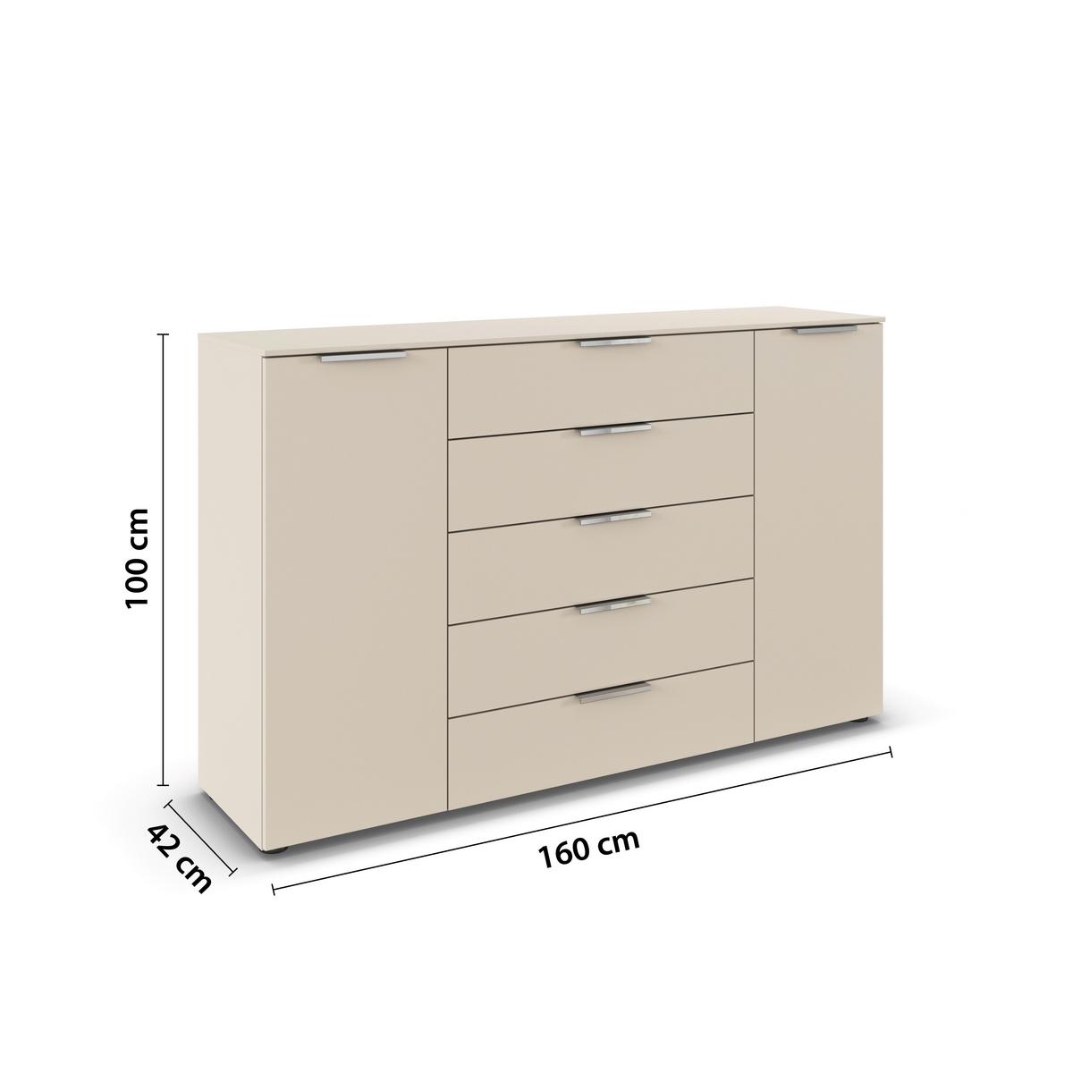 Kommode Flipp Champagner B: 160 cm - Champagner/Schwarz, MODERN, Holzwerkstoff (160/100/42cm) - Rauch Möbel
