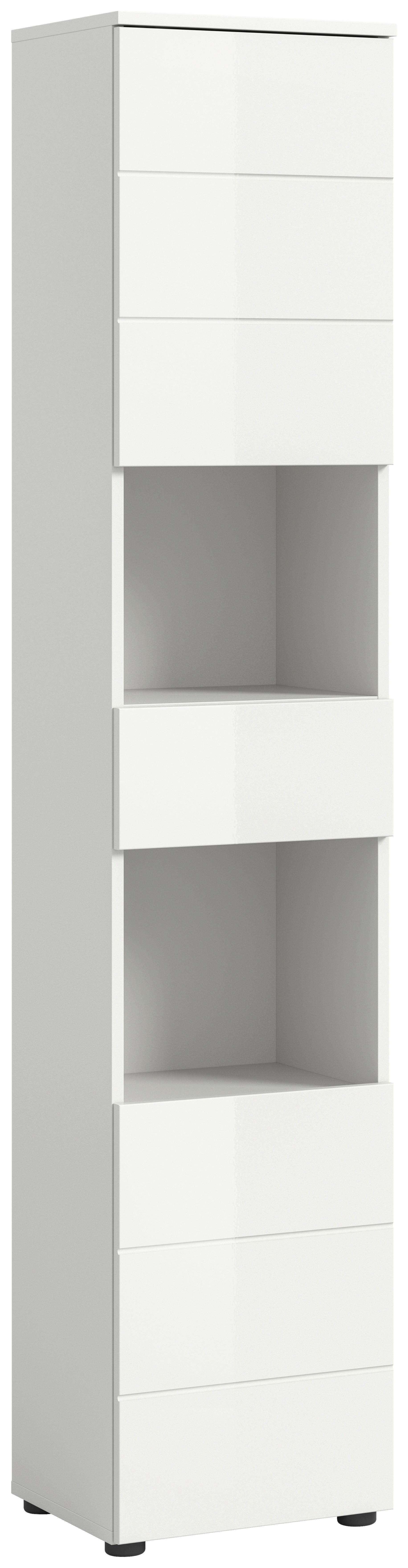 Hochschrank Vira Weiß B: 38 cm - Weiß Hochglanz/Schwarz, MODERN, Holzwerkstoff (38/190/34cm) - MID.YOU