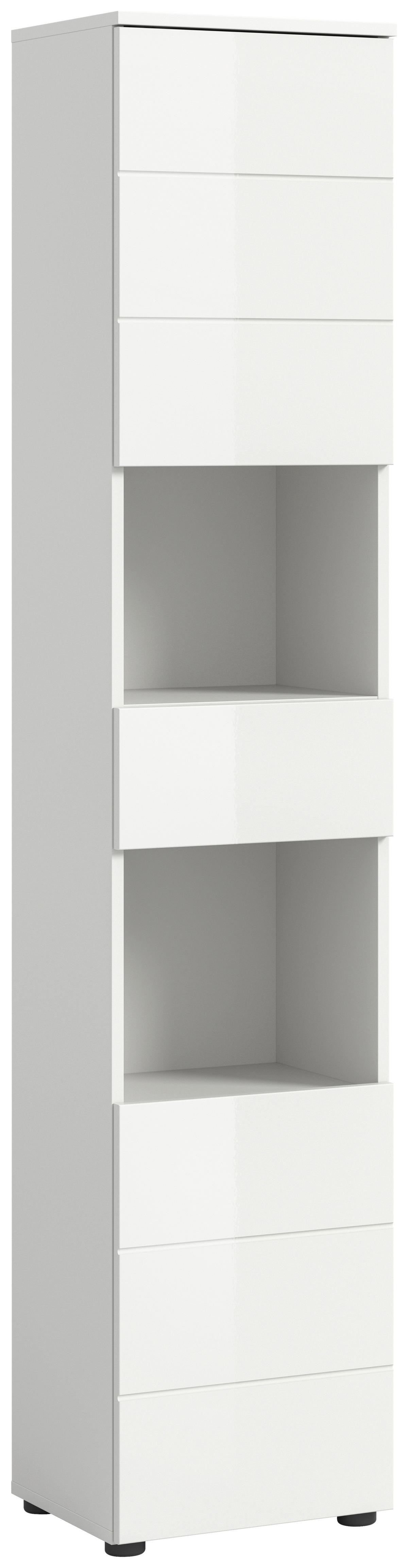 Hochschrank Vira Weiß B: 38 cm - Weiß Hochglanz/Schwarz, MODERN, Holzwerkstoff (38/190/34cm) - MID.YOU