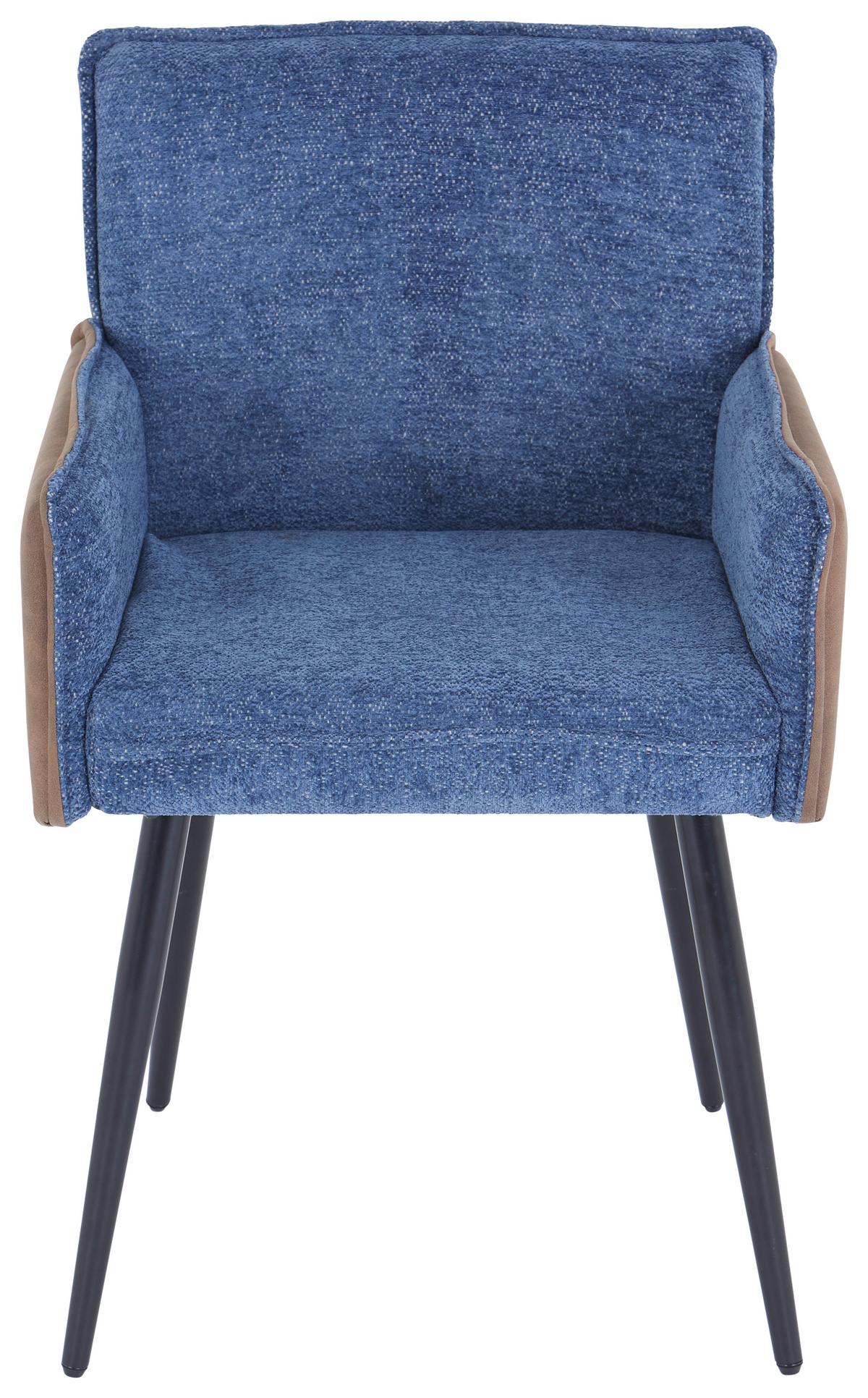 Armlehnstuhl Cory Blau/Braun Gepolstert - Blau/Schwarz, MODERN, Textil/Metall (57/84/57cm) - MID.YOU