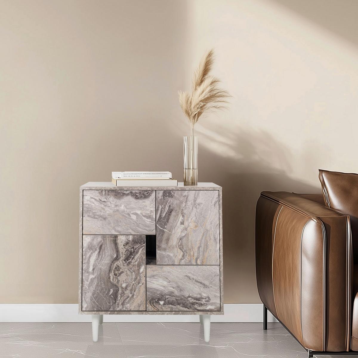 Kommode Lykkja Braun/Weiß B: 72 cm - Schwarz/Braun, MODERN, Holzwerkstoff (72/77/39,5cm) - MID.YOU