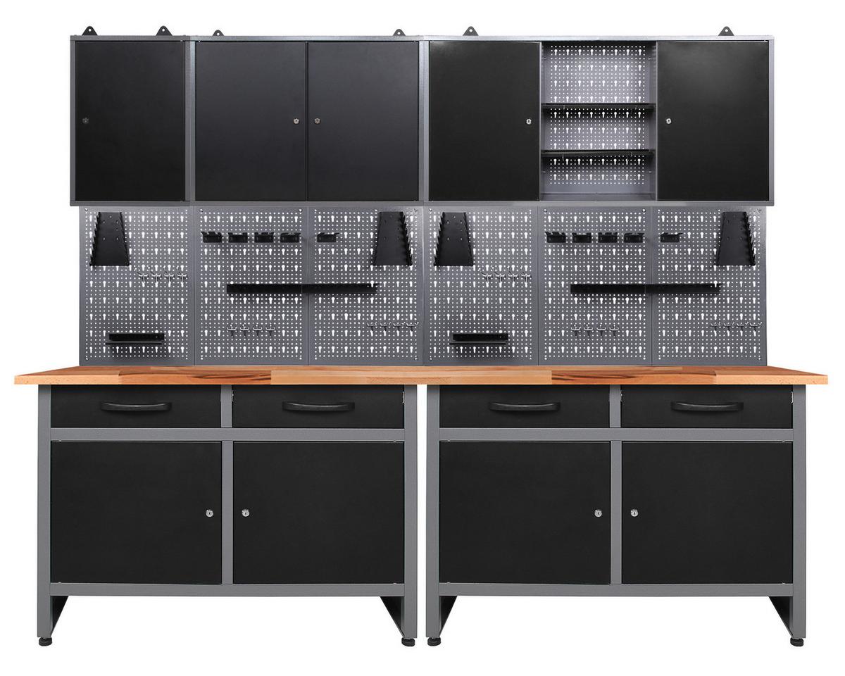 Werkbank-set Werner B: 240 Cm Anthrazit/grau - Anthrazit/Grau, Basics, Holz/Metall (240/205/60cm)
