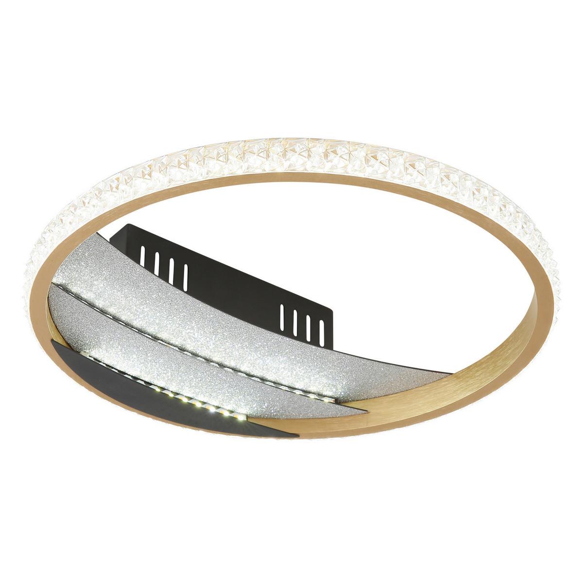 LED-Deckenleuchte Memory-Funktion - Goldfarben/Schwarz, Design, Kunststoff/Metall (29.5/6cm) - Globo