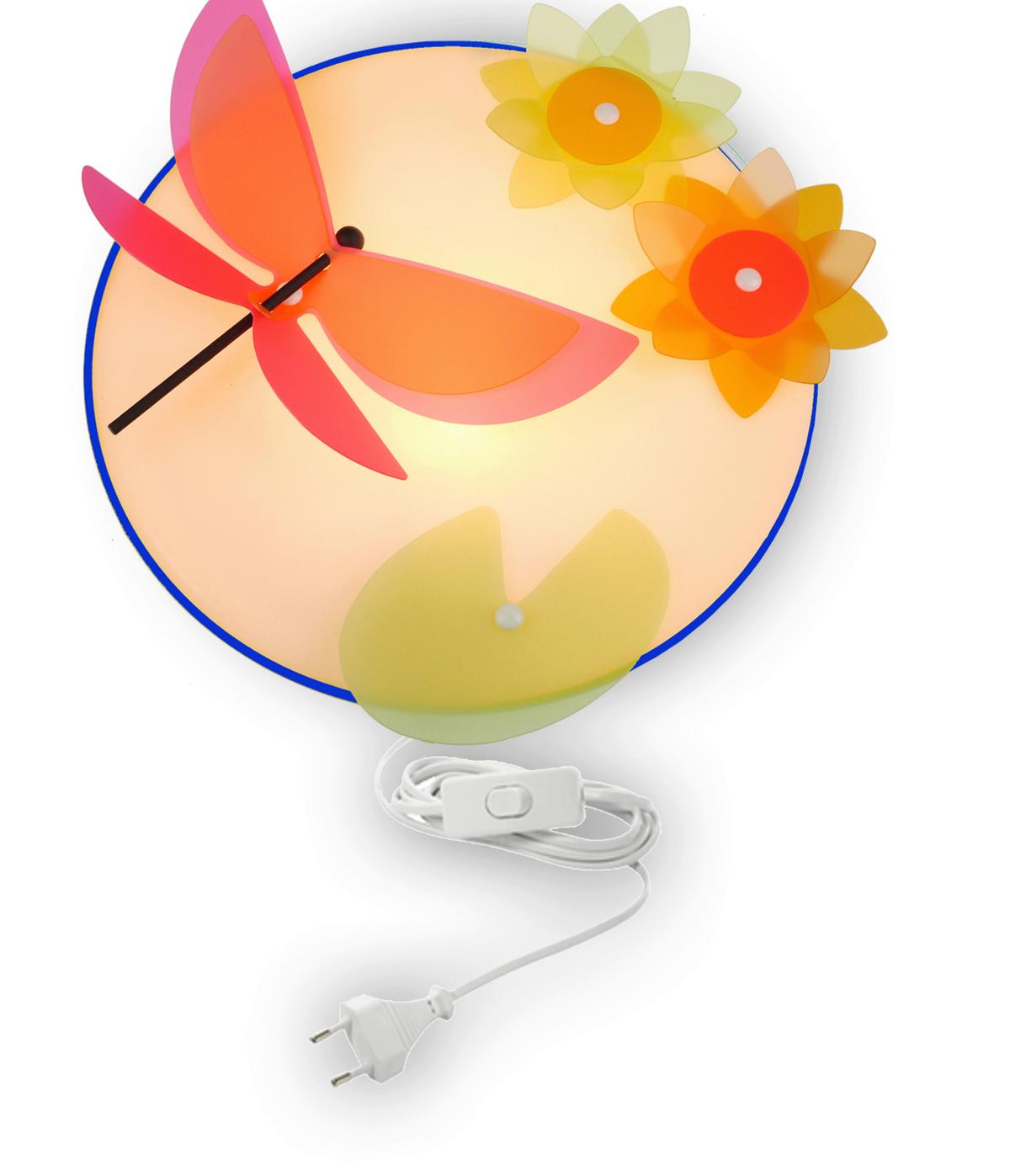 Wandleuchte Libelle E14, Kinderzimmer Schnurschalter - Gelb/Multicolor, Trend, Kunststoff (25/25/8cm) - Niermann