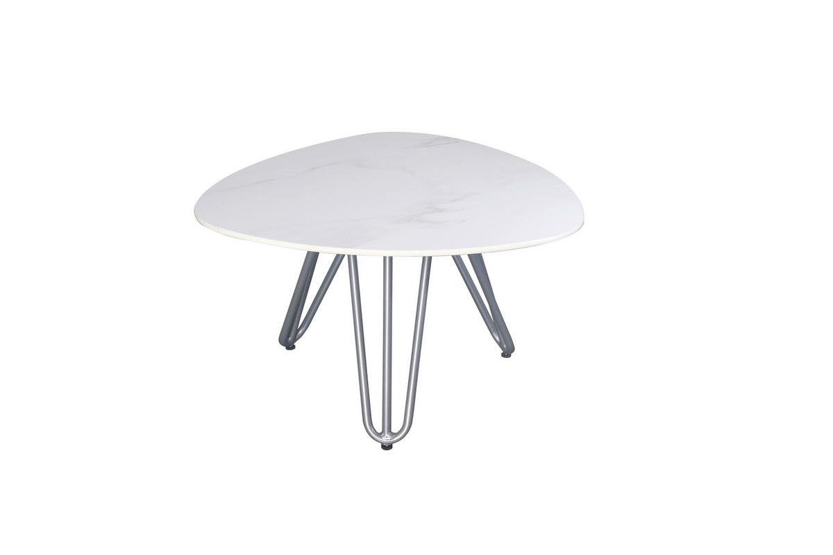 Gartentisch Selina Metall L 68 cm - Weiß/Grau, MODERN, Metall (68/68/39cm) - Gardenson