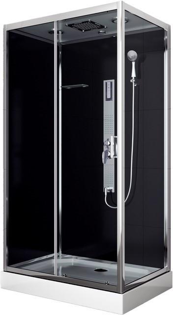 Duschkabine Design 3 Ci 72 Koplett-Set Massagedüsen - Chromfarben/Schwarz, MODERN, Glas/Metall (120/80/210cm)