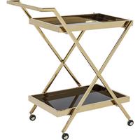 Servierwagen Casino Gold - Messingfarben/Schwarz, KONVENTIONELL, Glas/Metall (89/50/76cm) - Kare-Design