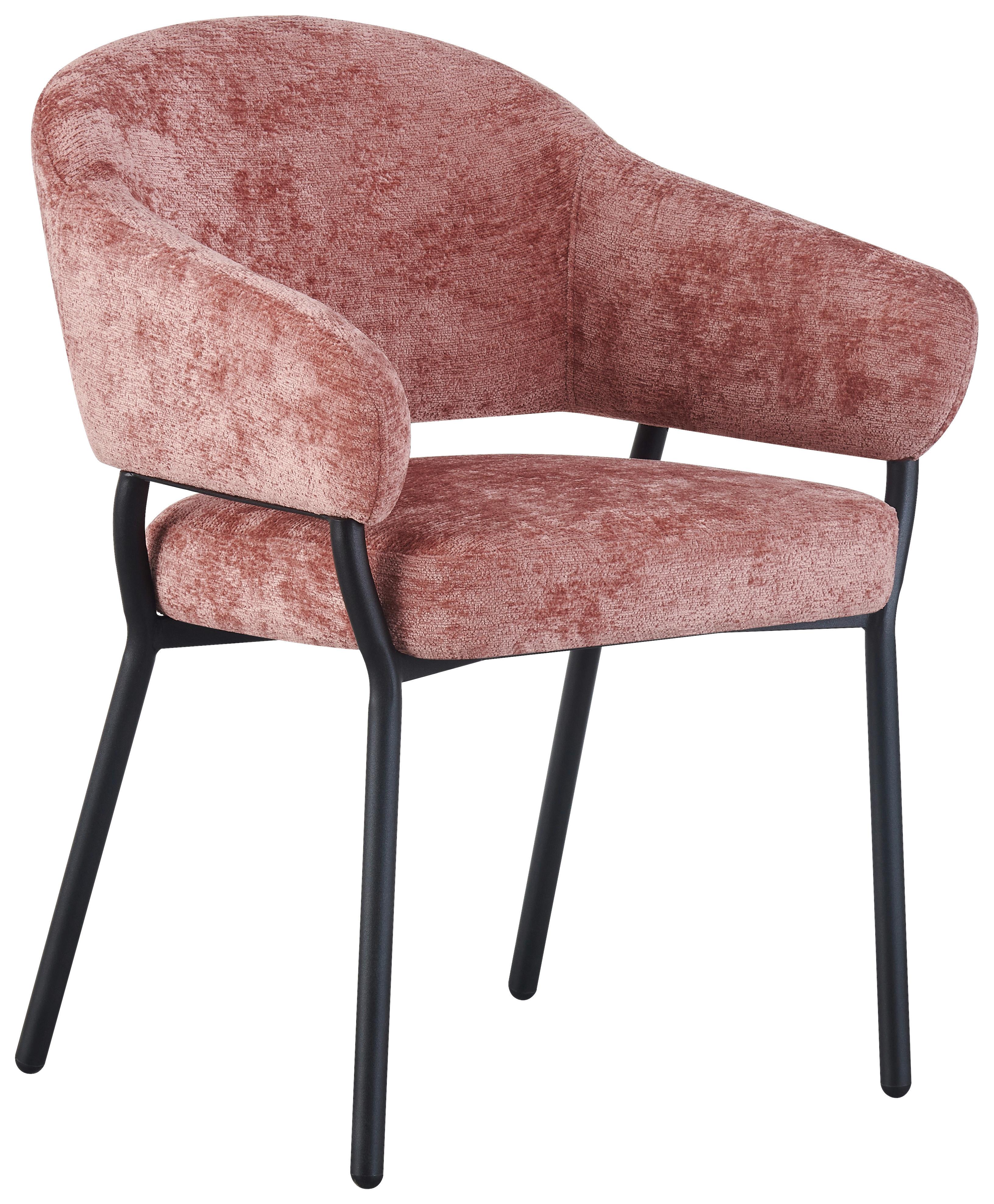 Armlehnstuhl Nova Mikrofaser Braun, B: 60 cm - Pink/Schwarz, KONVENTIONELL, Holz/Textil (60/80/62cm) - MID.YOU