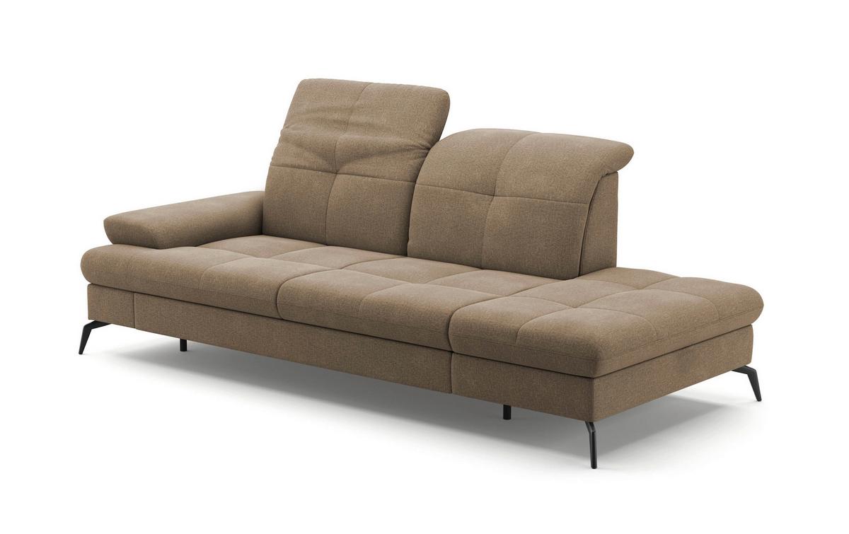 Récamiere Amica E, Hellbraun B: 231 Cm - Hellbraun/Schwarz, KONVENTIONELL, Textil (231/90/122cm) - Sit & More