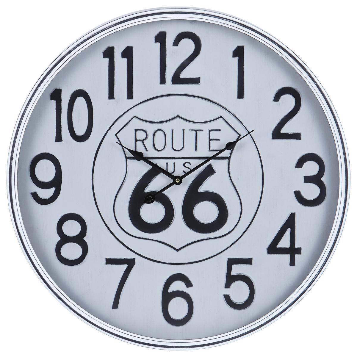 Wanduhr Route Ø 60 cm Analog Schwarz/Weiß Eisen/Glas - Goldfarben/Weiß, Basics, Glas/Metall (60cm) - Luca Bessoni