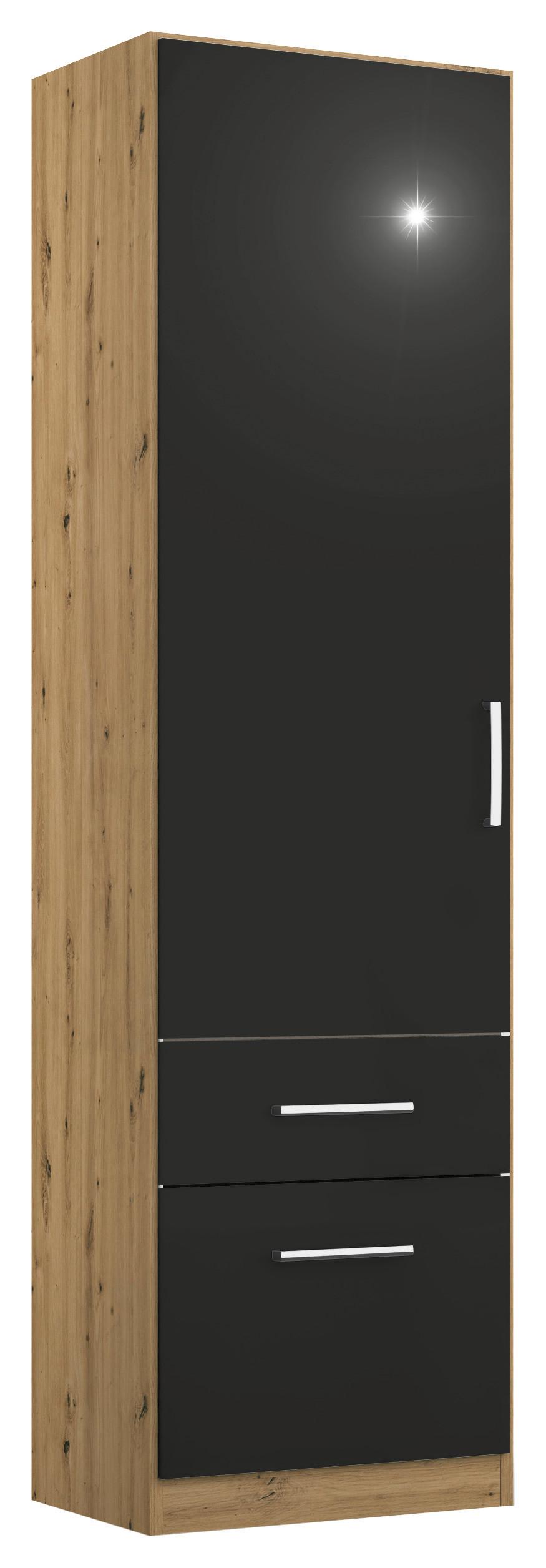 Drehtürenschrank 47 cm Berlin Eiche Dekor/Grau - Eiche Artisan/Grau, MODERN, Holzwerkstoff (47/197/54cm) - Rauch Möbel