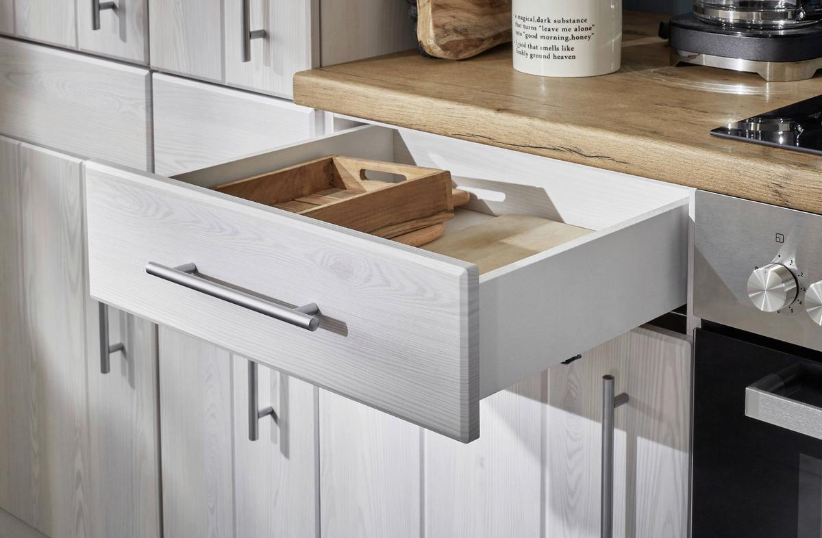 Eckküche Anton Landhaus - Wildeiche/Lärchefarben, Basics, Holzwerkstoff (250/172cm) - Respekta