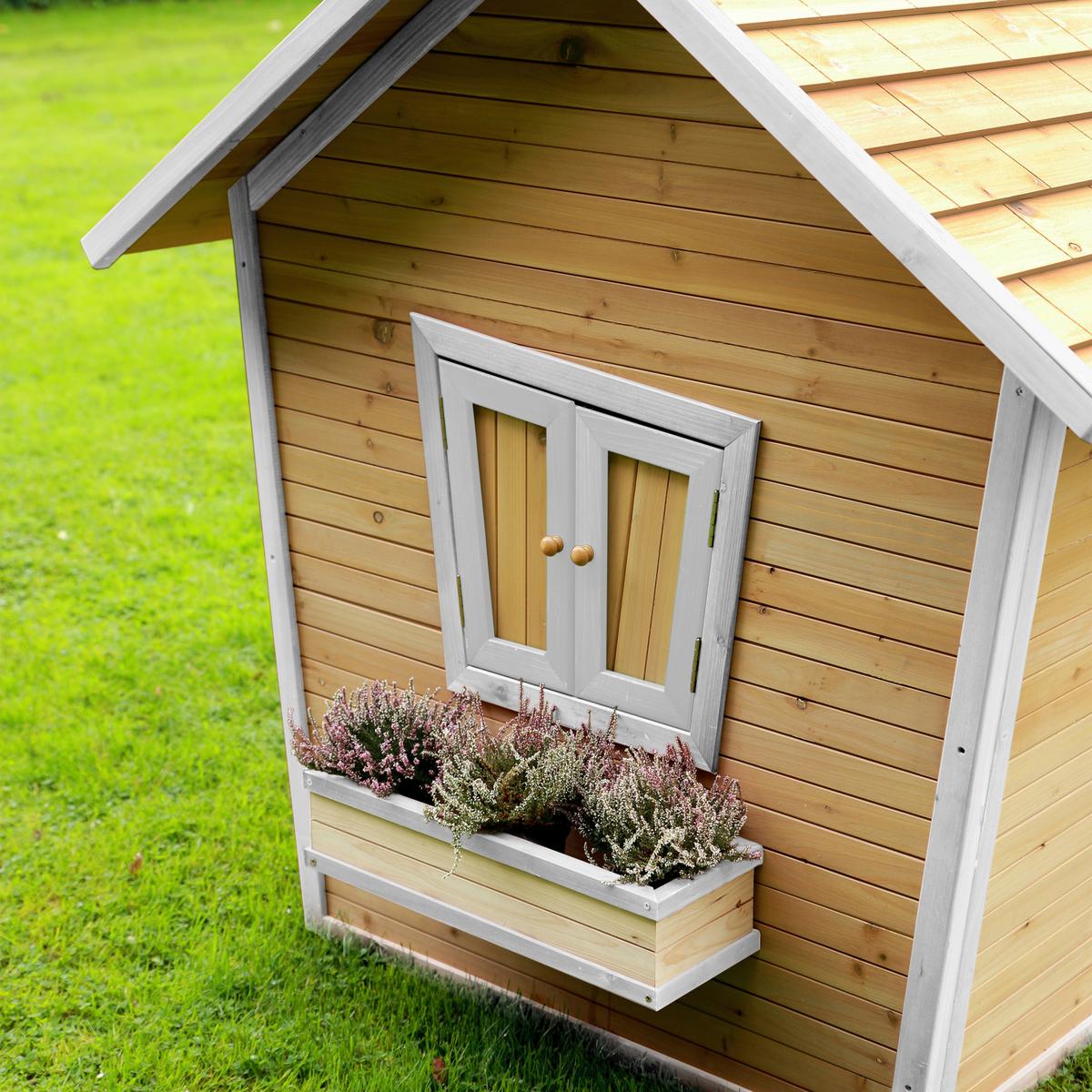 Spielhaus A030.044.01 - Braun/Weiß, KONVENTIONELL, Holz (144/146/157cm) - Ambia Garden