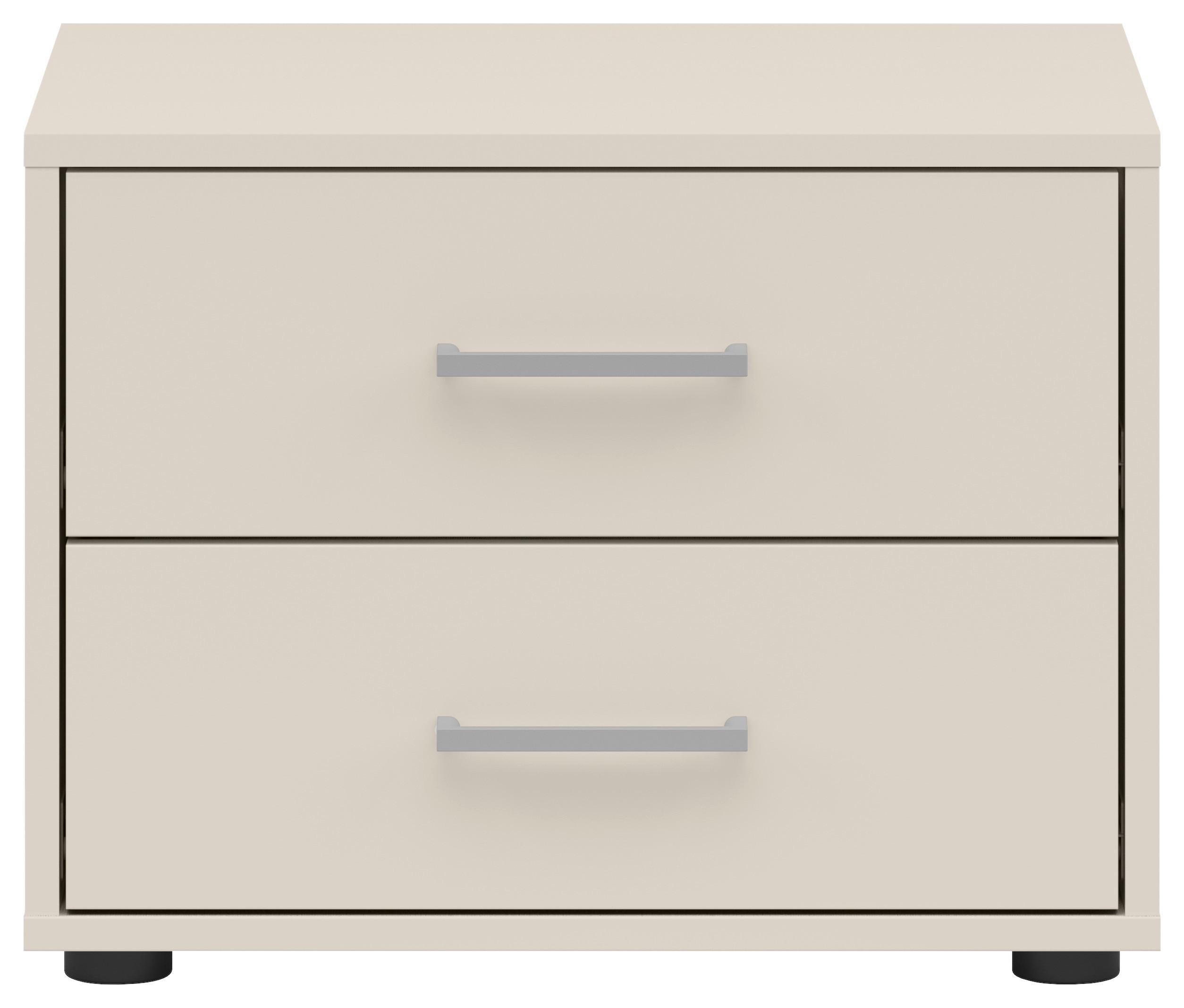 Nachtkästchen Smart II Kaschmir Dekor, 2 Laden,b:50cm - Kaschmir/Silberfarben, KONVENTIONELL, Holzwerkstoff (50/37,7/35cm)