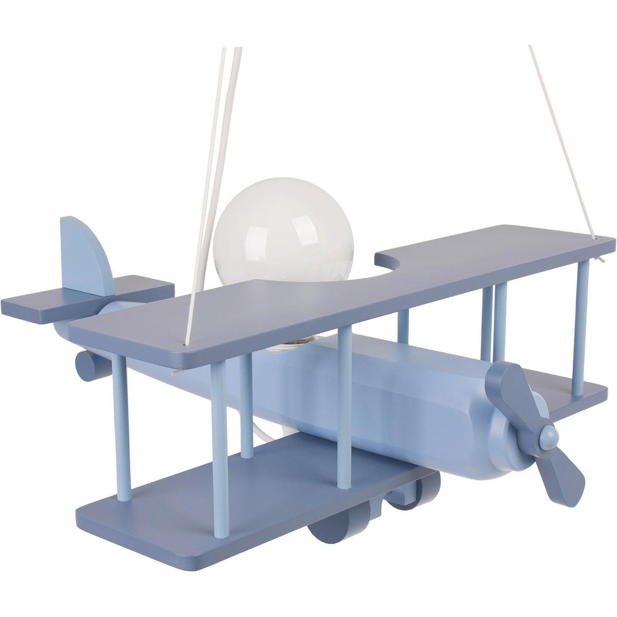 Kinderhängeleuchte Flugzeug H: 75 Cm 1-Flammig - Blau, KONVENTIONELL, Holz (42/45/75cm)