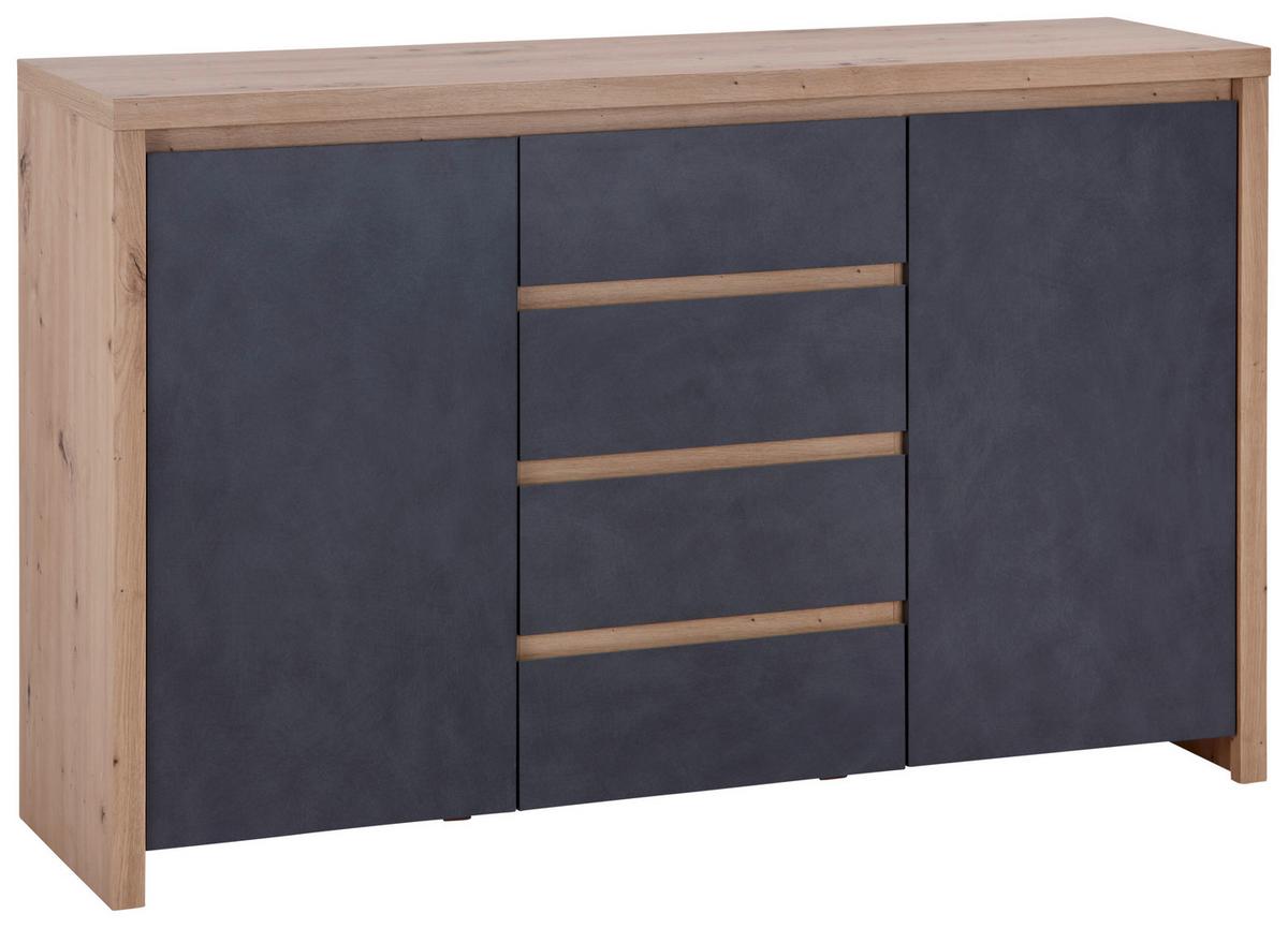 Kommode B: 143 cm Mit 2 Türen Larios, Graphitfarben/Eiche Dekor - Graphitfarben/Eiche Artisan, MODERN, Holzwerkstoff (143/91/40cm)