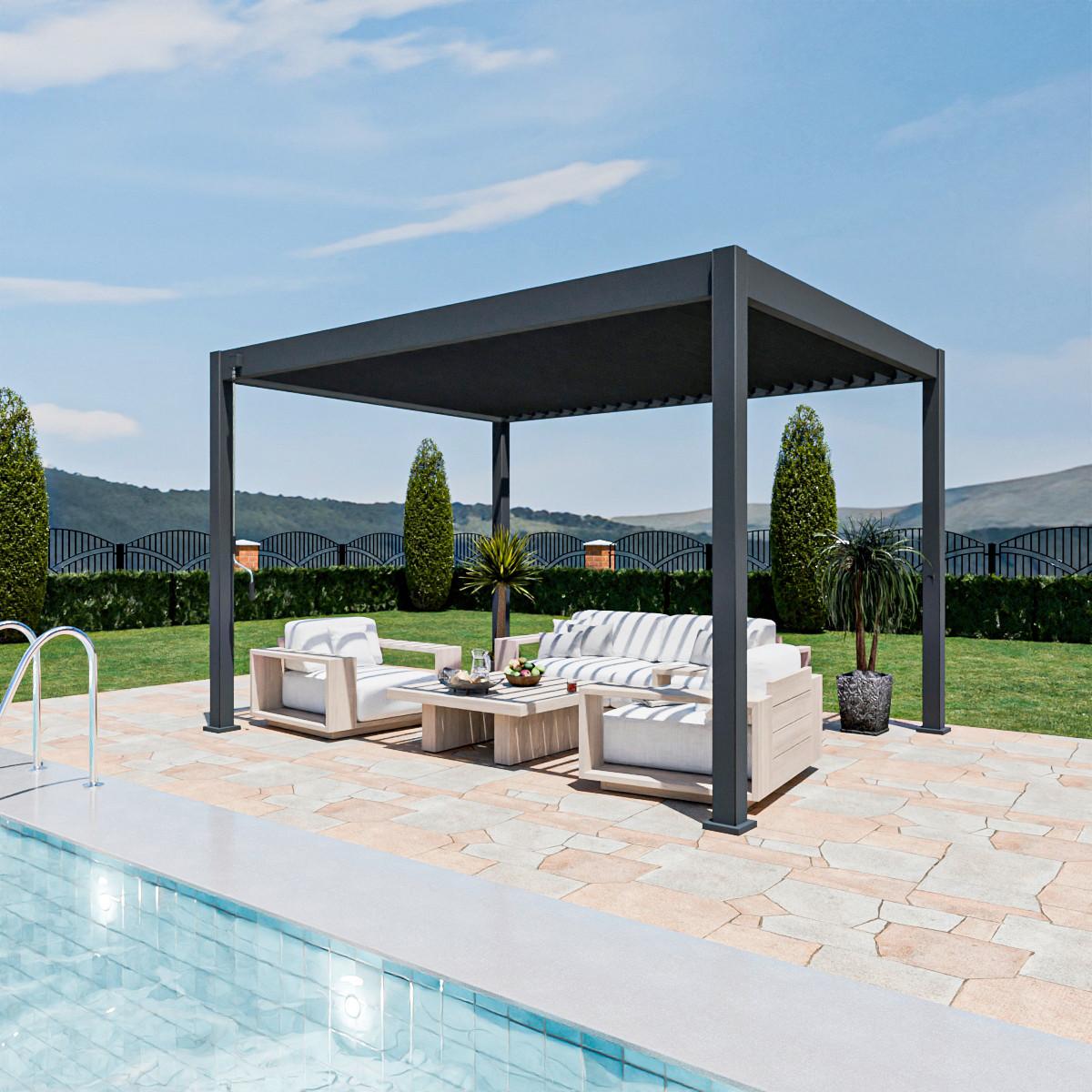 Pergola 300x400 Cm Wetterbeständig, Graphitfarben - Graphitfarben, Basics, Metall (300/400/255cm)