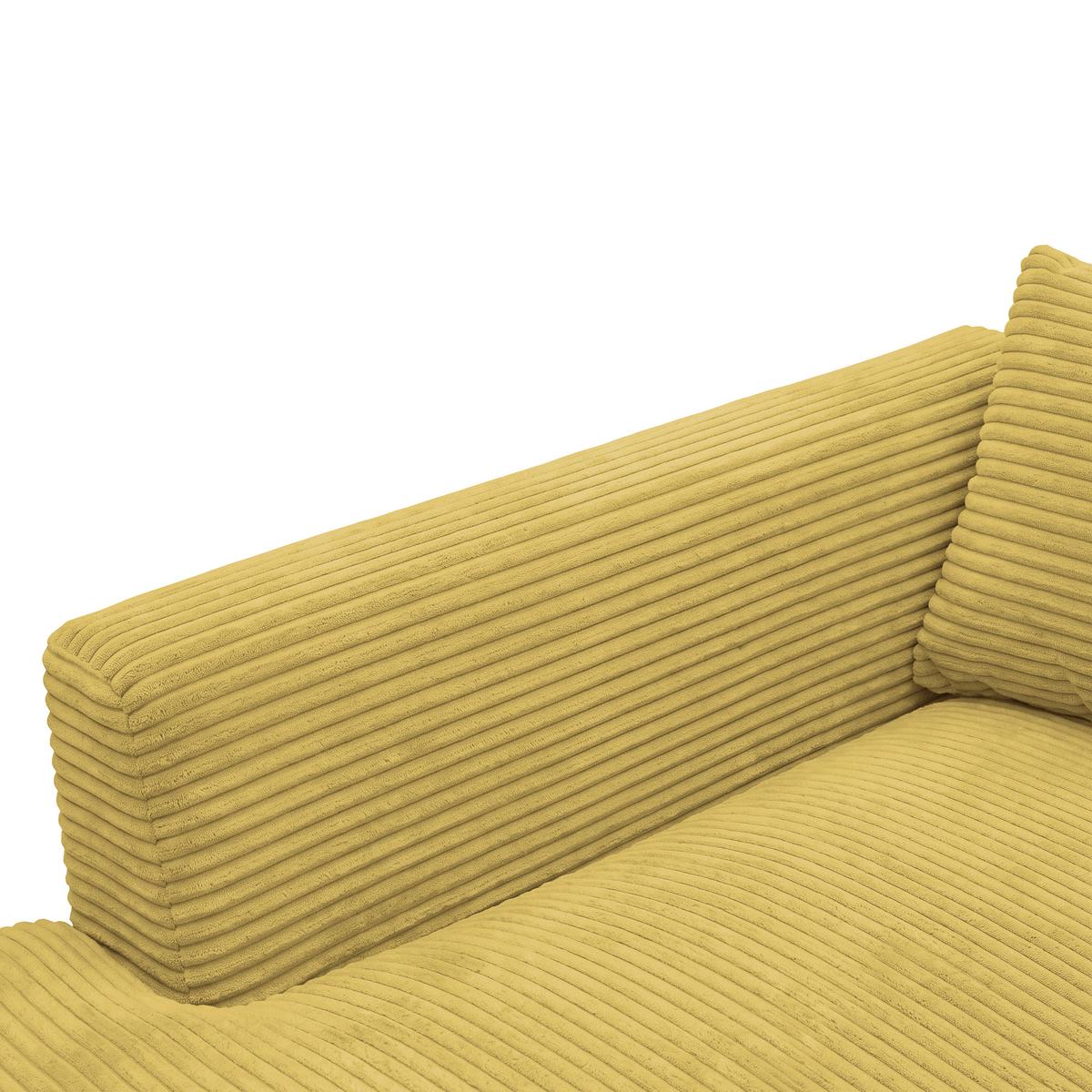 Rohová sedačka PEDRO, levá, hořčicově žlutý manšestr - černá/hořčicově žlutá, Moderní, textil/plast (190/300cm) - Mömax