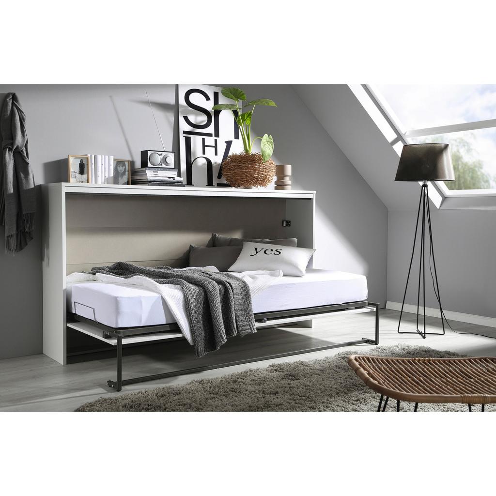 Schrankbett mit Lattenrost 90x200 Albero, Weiß