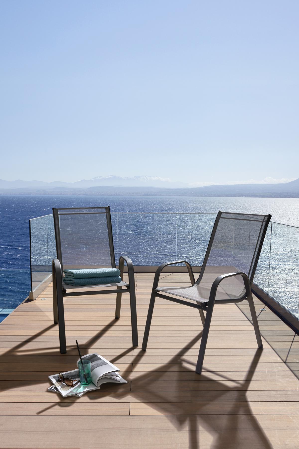 Gartensessel Stapelbar Alexis Stahl/textilene - Anthrazit, MODERN, Textil/Metall (54/92/73cm) - Ondega