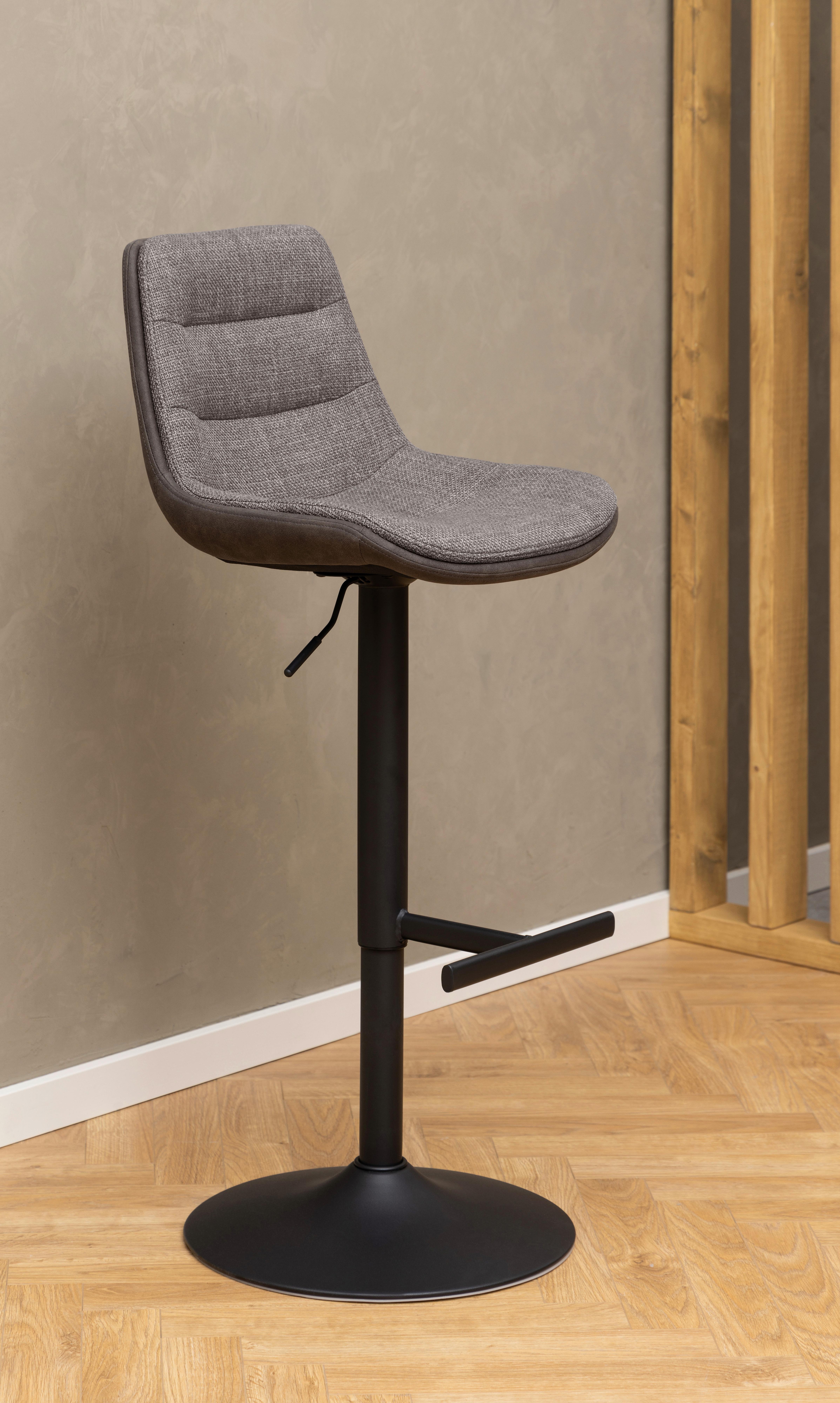 Barhocker Adisa - Anthrazit/Graubraun, Design, Textil/Metall (47/95/52,5cm) - MID.YOU