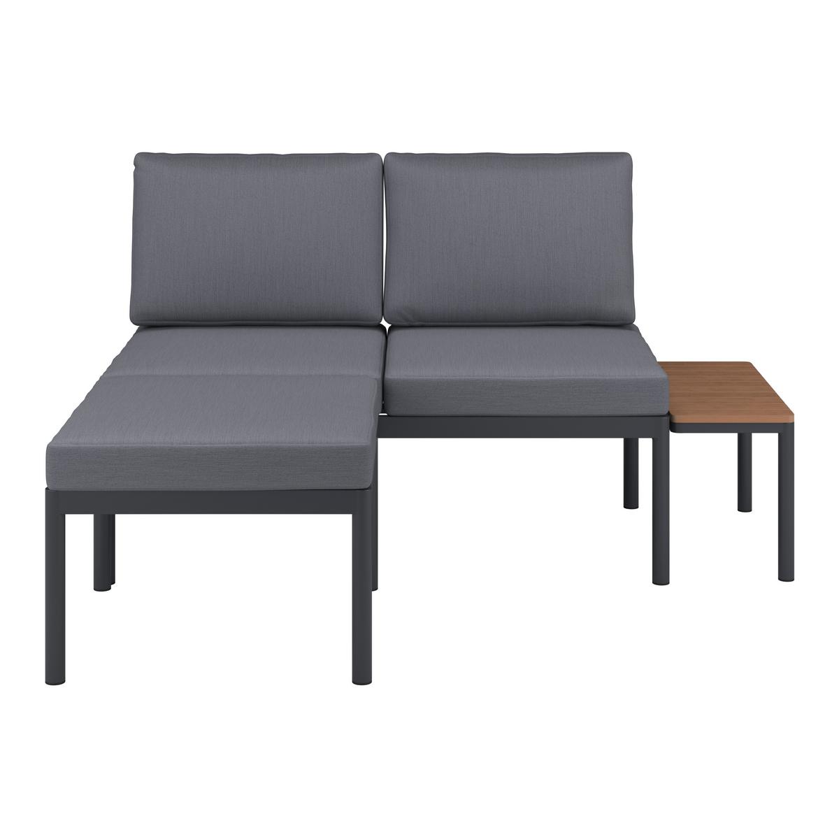 Loungegarnitur Cadiz - Dunkelgrau/Naturfarben, MODERN, Kunststoff/Textil (134/123cm) - Beldano