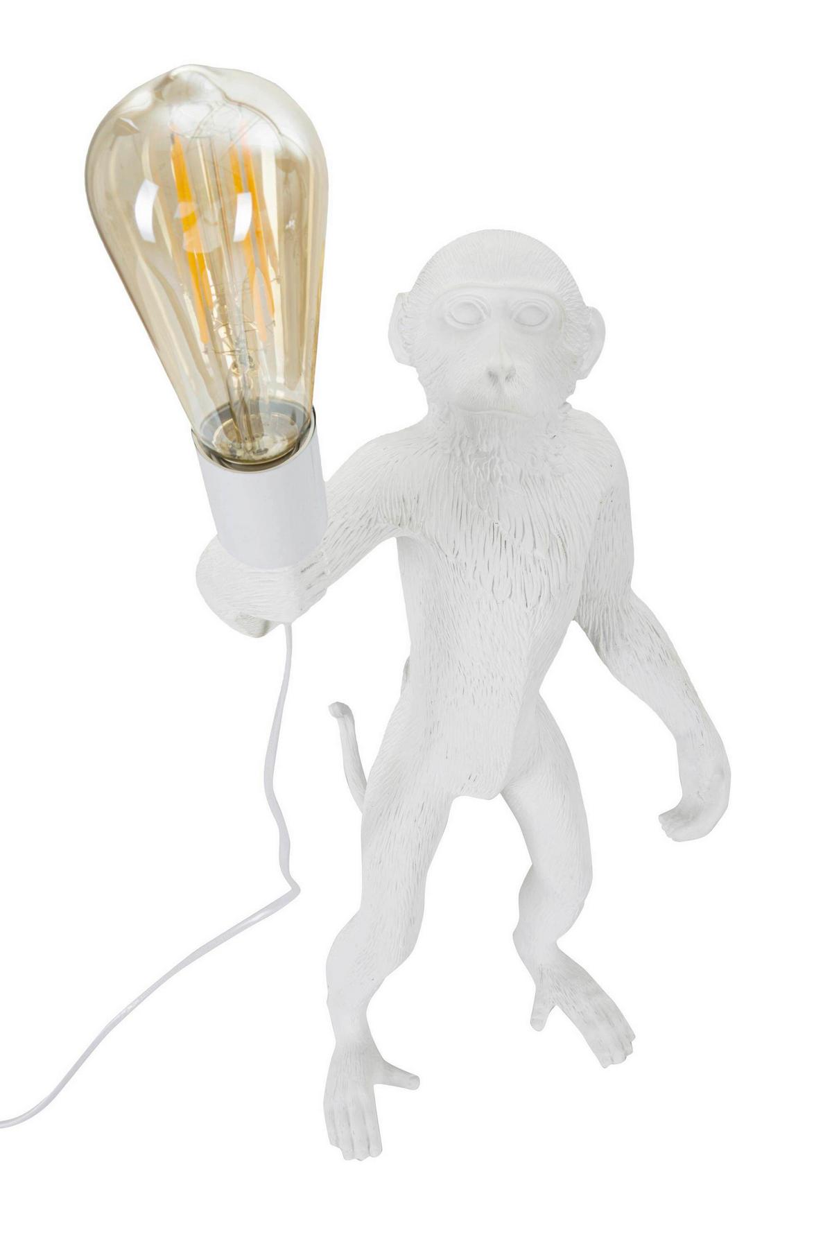 Tischleuchte Monkey White Weiß B: 20 cm - Weiß, Basics, Kunststoff (20/64/20cm)