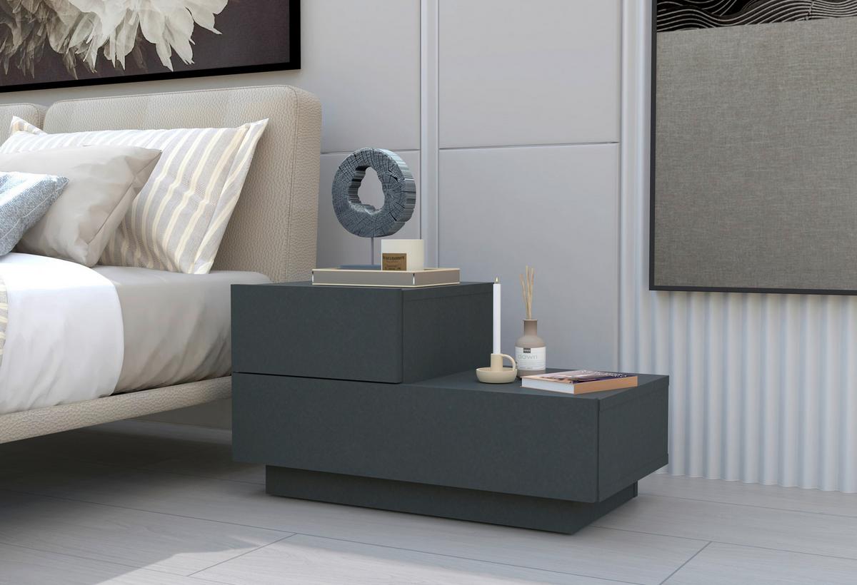 Nachttisch Kayra Anthrazit B: 70cm - Anthrazit, Design, Holzwerkstoff (70/39/30cm) - Livetastic