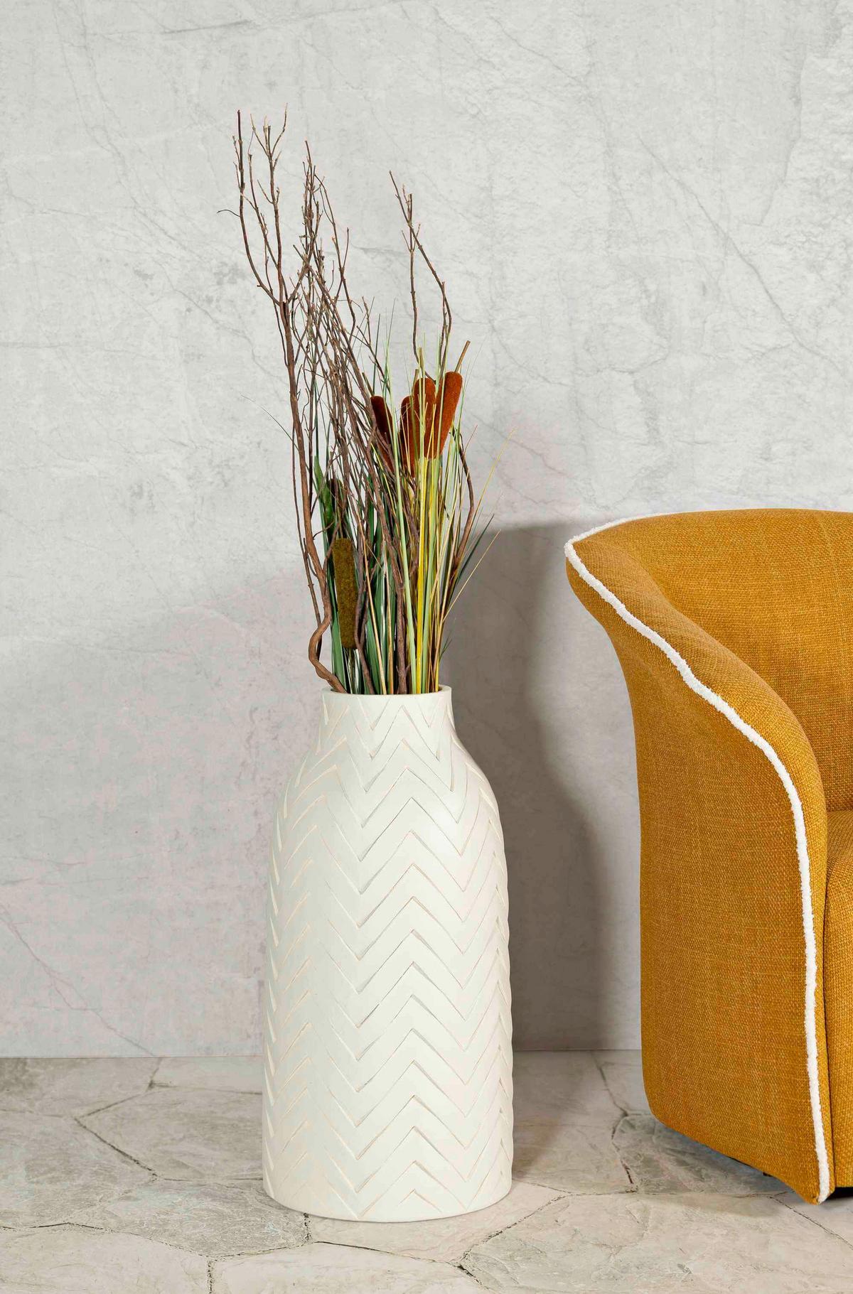 Vase Pot Winter Creme B: 29 cm - Creme, Basics, Metall (29/60/29cm)