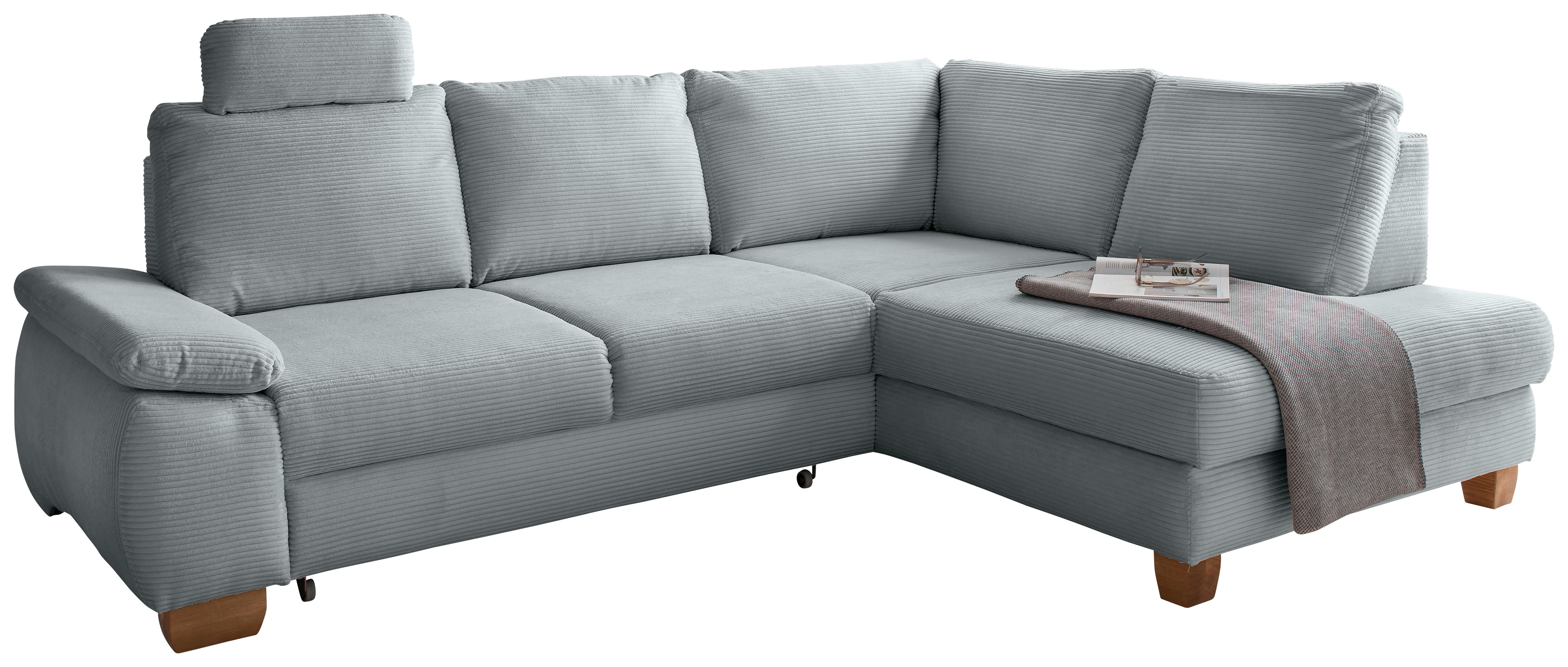 Eckschlafsofa Positano Hellblau S: 261x206 cm - Wildeiche/Hellblau, MODERN, Textil (261/206cm) - Livetastic