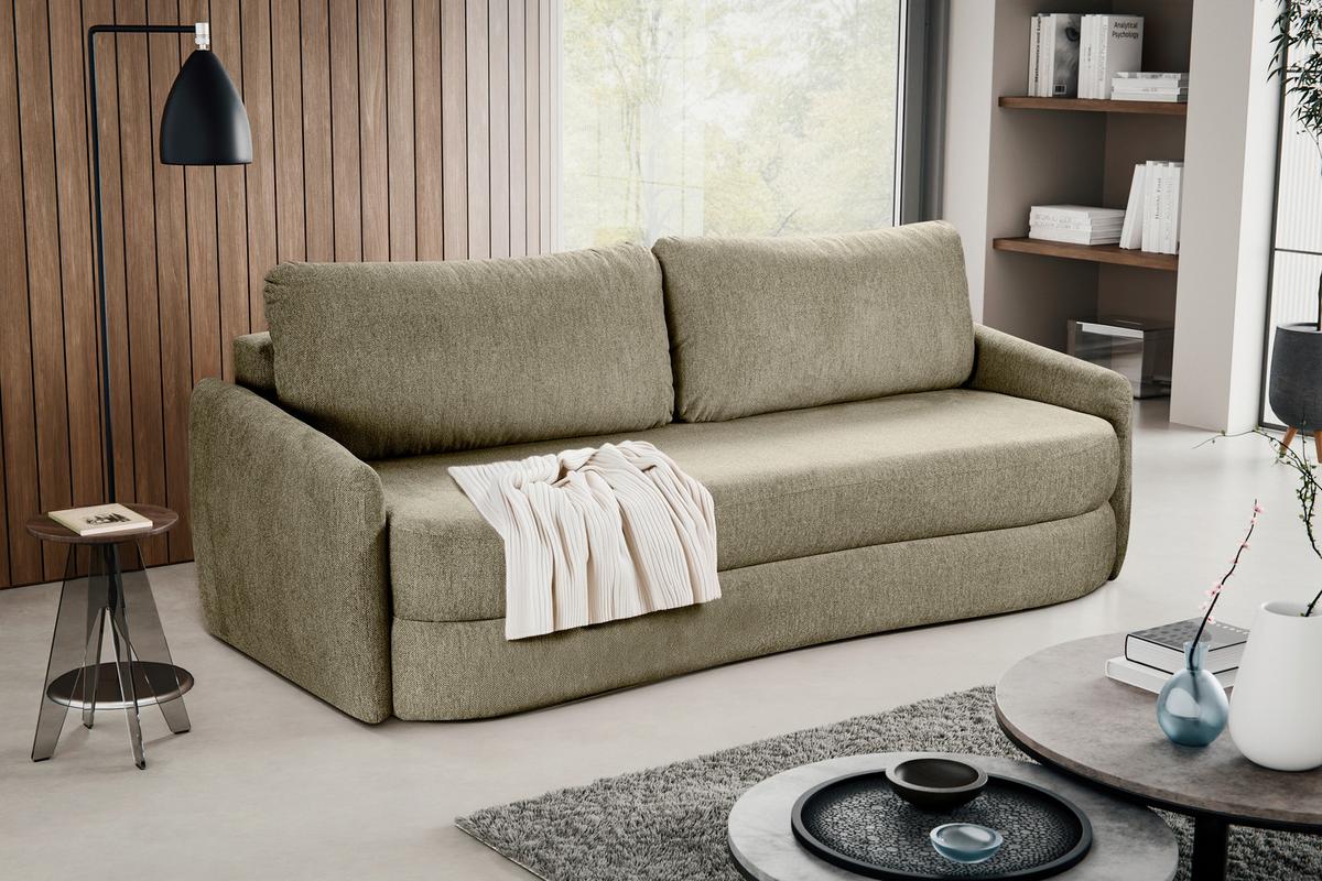Schlafsofa Diana Grün B: 231cm - Schwarz/Grün, Basics, Holz/Textil (231/93/108cm) - MID.YOU